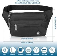 Riñonera impermeable para hombre y mujer, con 4 bolsillos y cremallera, moderna, con cinturón ajustable, ideal para senderismo, correr y viajar. - details 1