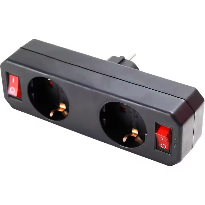 Adaptador con 2 interruptores y 2 enchufes schuko 16A/250V~ MAx.3680W. - 1