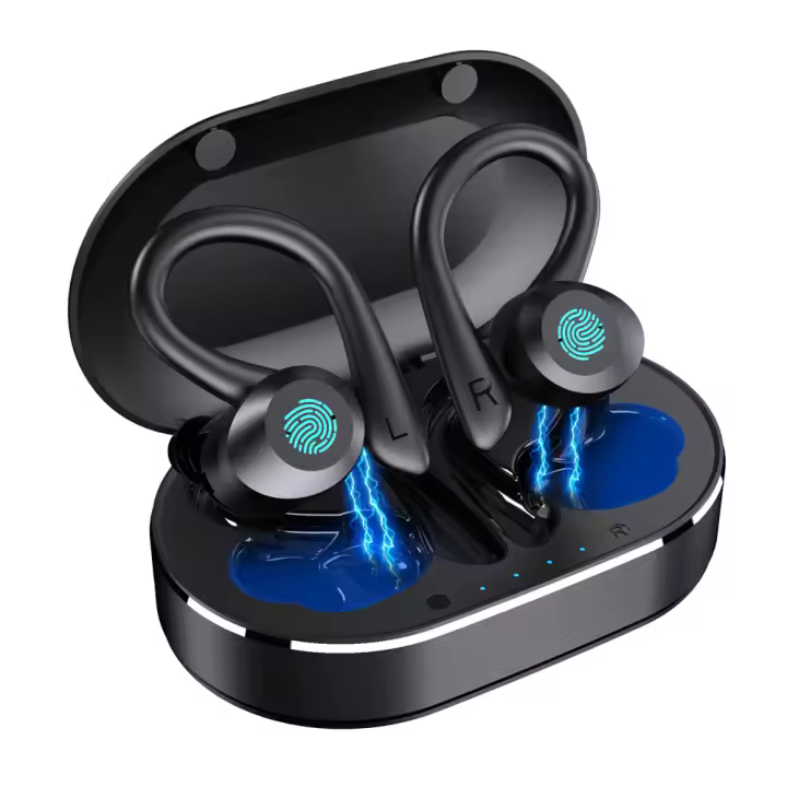 Auriculares inalámbricos Bluetooth 5,1, auriculares con cancelación de ruido para entrenamiento con soporte de carga - 1