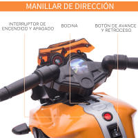 HOMCOM Moto Eléctrica para Niños de 18-48 Meses 6V con Faros Bocina 2 Ruedas de Equilibrio Velocidad 3 km/h Avance y Retroceso Motocicleta de Juguete Carga 25 kg 88,5x42,5x49 cm - details 4