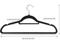 XY HOME - Pack de 9/15/24 Perchas de Terciopelo Negro, 41 cm de Largo, Ultrafinas y Resistentes, con Ganchos Giratorios 360°, para Camisas, Abrigos y Ropa Pesada - details 3