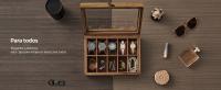 SONGMICS Caja para Relojes con 10 Compartimentos, Caja para Relojes de Madera Maciza, con Tapa de Cristal, Cojín para Relojes, Regalo para Queridos, Nogal Rústico - details 1