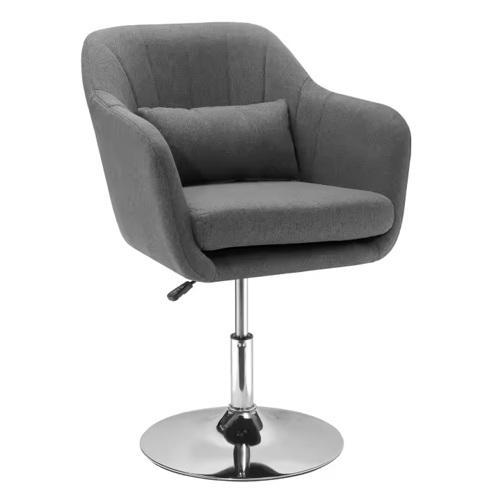 HOMCOM Taburete de trabajo Taburete giratorio Silla giratoria Taburete de mostrador Taburete de bar Taburete de oficinaUhl altura ajustable, poliéster tipo lino, acero, gris oscuro, 60 x 60 x 79-91 cm - 1