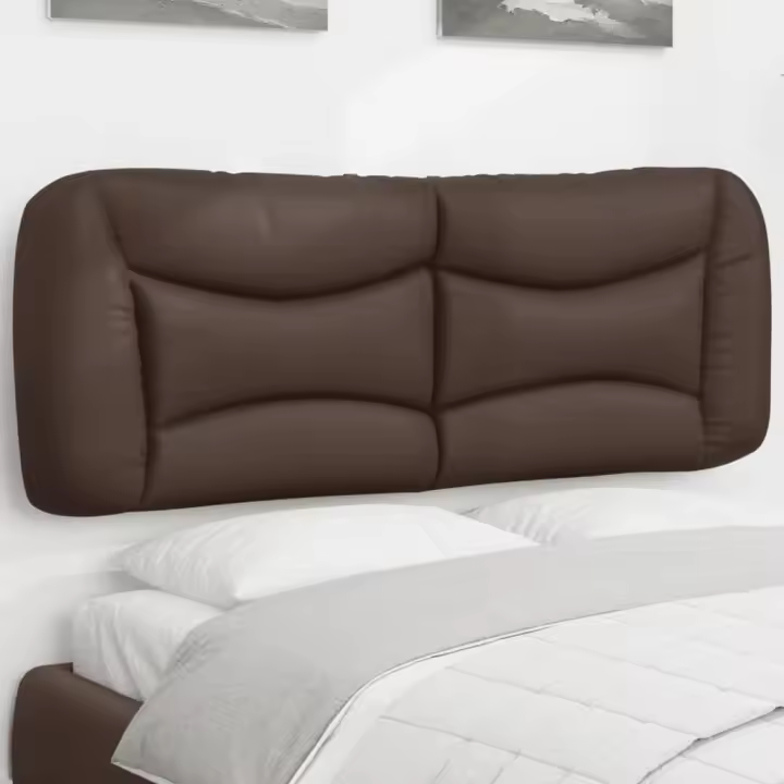 vidaXL Cabecero de cama acolchado cuero sintético marrón 120 cm - 1