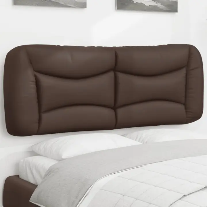 vidaXL Cabecero de cama acolchado cuero sintético marrón 120 cm - 1