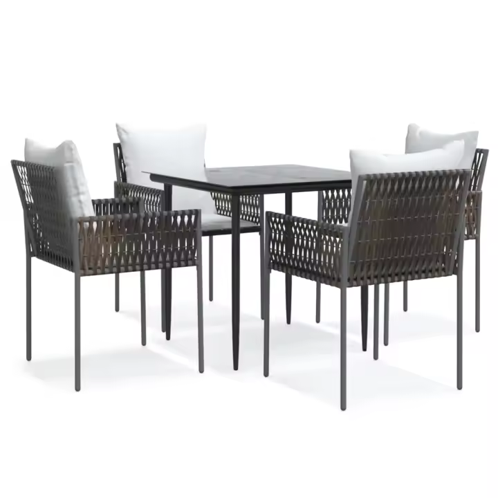 vidaXL Juego comedor jardín 5 piezas y cojines ratán sintético y acero - 1