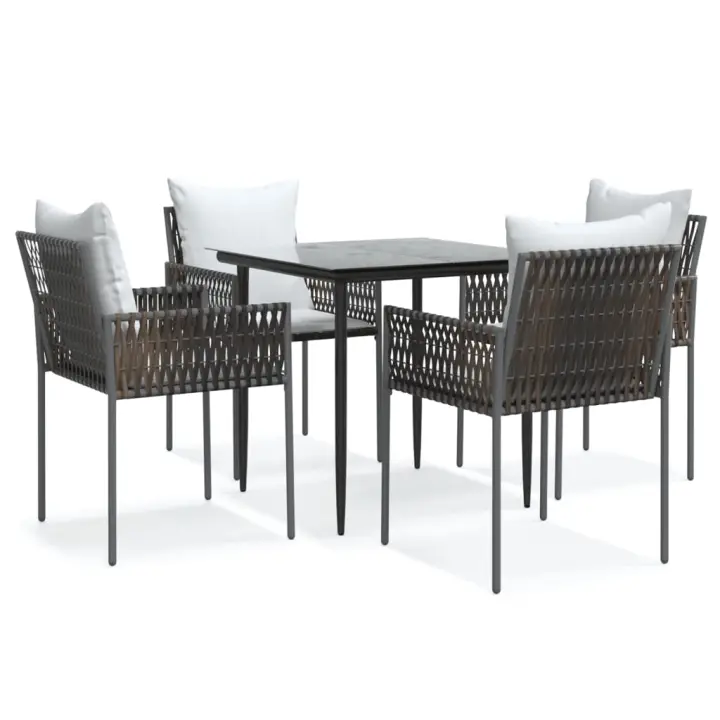 vidaXL Juego comedor jardín 5 piezas y cojines ratán sintético y acero - 1