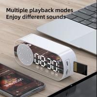 Multifuncional Smart FM Radio Altavoz Bluetooth Reloj Despertador Espejo Reloj (Rosa) Rosa - details 0