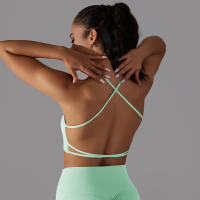 Top Deportivo Para Mujer Sexy Cruzado En Yoga Gimnasio Entrenamiento Correr Estirable Fitness Tank Top Transpirable Nylon - details 12