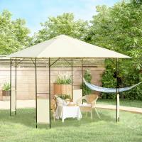Outsunny Carpa 2,97x2,97x2,6m Cenador Jardin Marco de Acero y 4 Paraviento lateral Color Crema - details 1