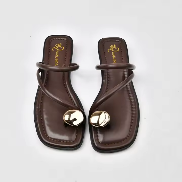 Sandalias De Lujo Para Mujer Zapatos De Verano Mules De Cuña Plataforma Retro Con Decoración Metálica Cierre Pull on Talla True - 1