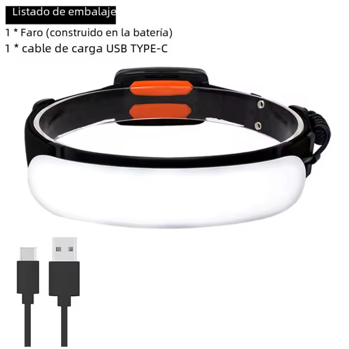 Linterna Frontal COB De Amplio Ángulo Ultra 31 LEDs Con Batería Integrada De 5000mAh Recargable Por USB Torcha Frontal LED - 1