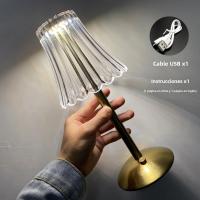 Lámpara De Noche De Lujo Con Cristal De Diamante Lámpara De Mesa Para Dormitorio Lámpara Táctil Recargable Ambiente Upscale - details 4