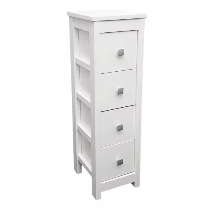 Maxia Market - Mueble Auxiliar Cajonera Estrecha de Madera de Pino Natural Color Blanco - 1