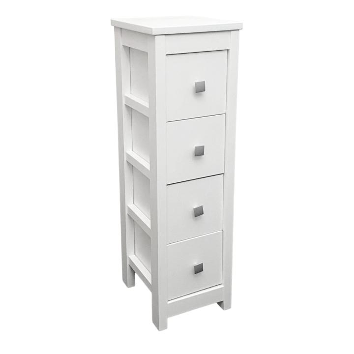 Maxia Market - Mueble Auxiliar Cajonera Estrecha de Madera de Pino Natural Color Blanco