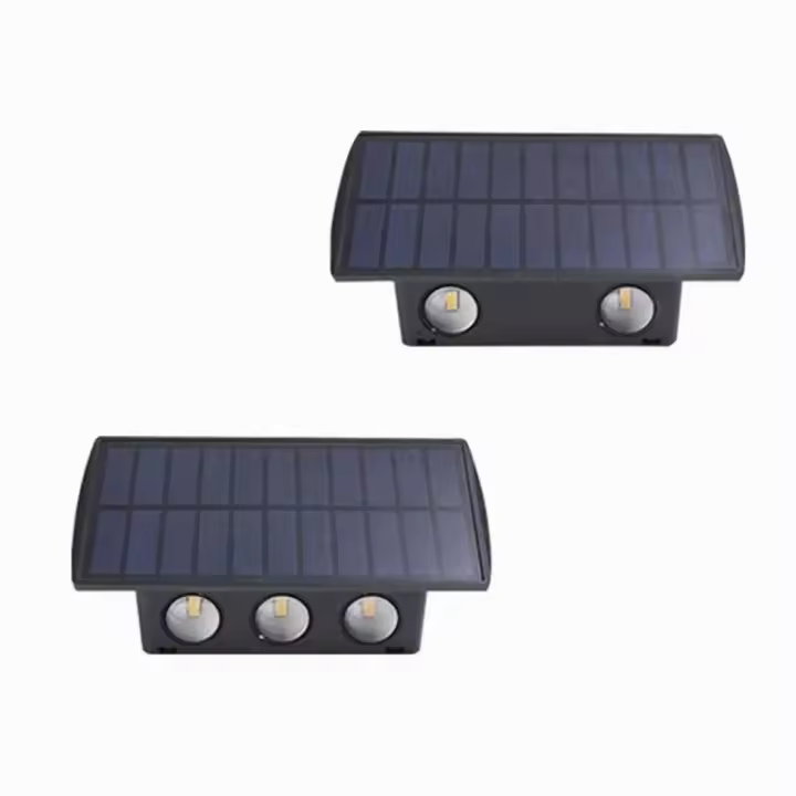 Lámpara De Pared Solar LED Impermeable Para Jardín Patio Balcón Con 4/6 LEDs Iluminación Dual Para Valla Moderna Y Ecológica - 1