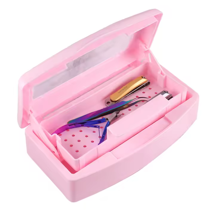 Caja De Desinfección Para Uñas Rosa SAG08: Estérilizador De Herramientas De Manicura Y Aparatos De Salón De Belleza Metal - 1
