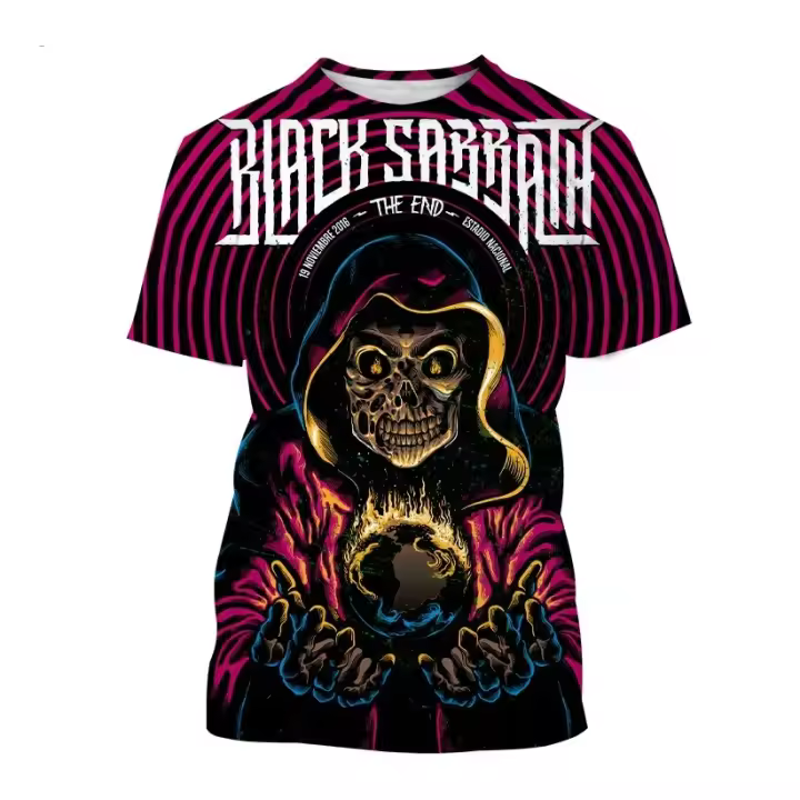 Camiseta Estampada De Black Sabbath Estilo Hip Hop Para Hombres Y Mujeres Moda Verano O Collar Y2K Top Casual Corta - 1