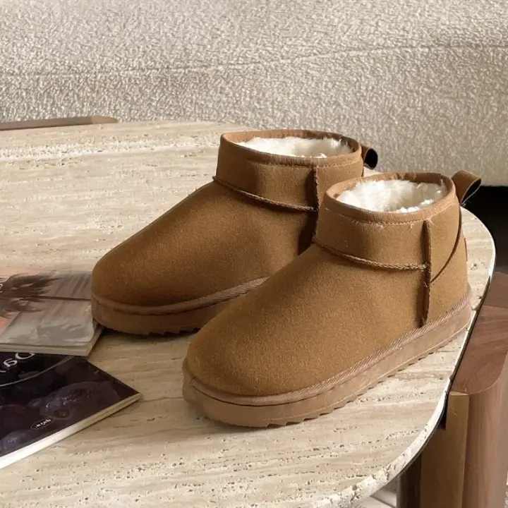 Botas De Plataforma Ultra Mini De Cuero Para Mujer Invierno Botines De Piel Acolchados Botas De Lujo Con Tacón Medio Y Cierre SLIP-ON - 1