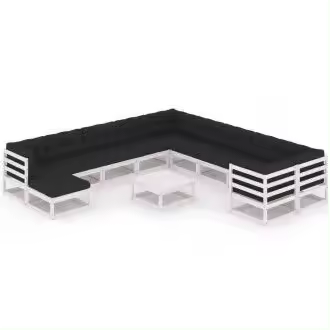 VIDAXL 3077100 conjunto de muebles de jardín 12 piezas fabricado en madera con cojines en acabado blanco - 1