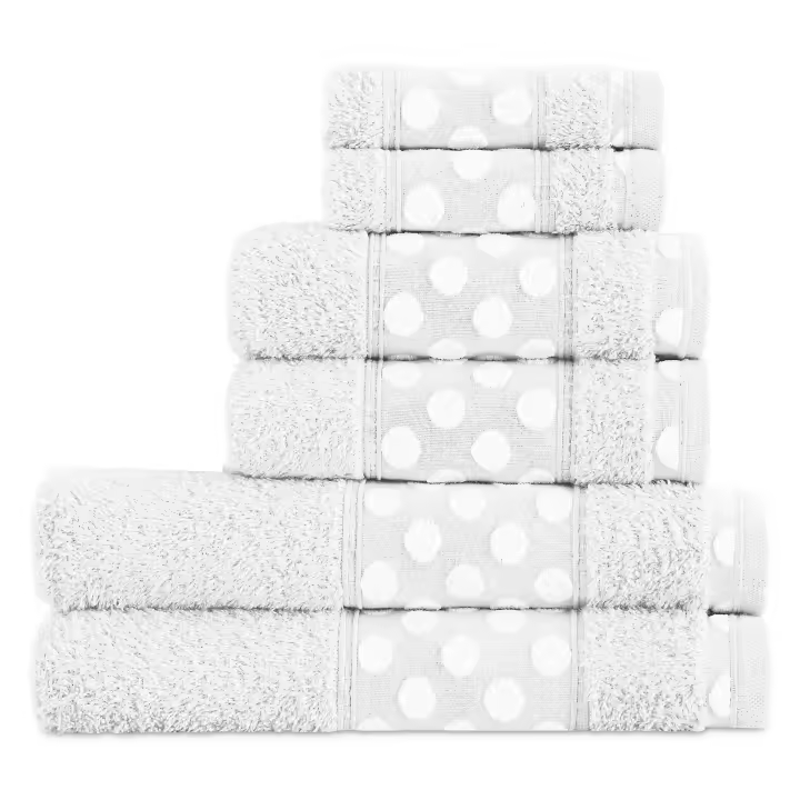 Vipalia Juego 6 Toallas de Baño 2 de Tocador, 2 de Lavabo y 2 tamaño Sabana 450 gr Algodón. Modelo Lunares - 1