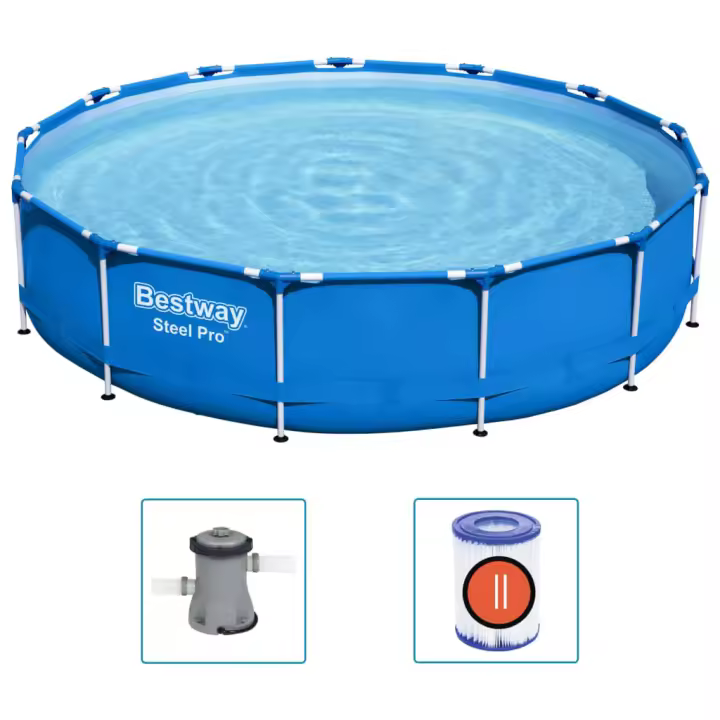 VidaXL Piscina desmontable Bestway Steel Pro 8680L + bomba + cartucho azul Ø396x84 cm - 1