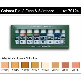 VALLEJO 70124 EMBALAJE 8 COLORES PARA CARAS Y CUERO 17 ML - 1