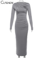 Vestido Largo Elegante Para Mujer NIBBER Con Cuello Redondo Y Patchwork Ajustado Para Noche Traje De Fiesta Vestidos - details 7