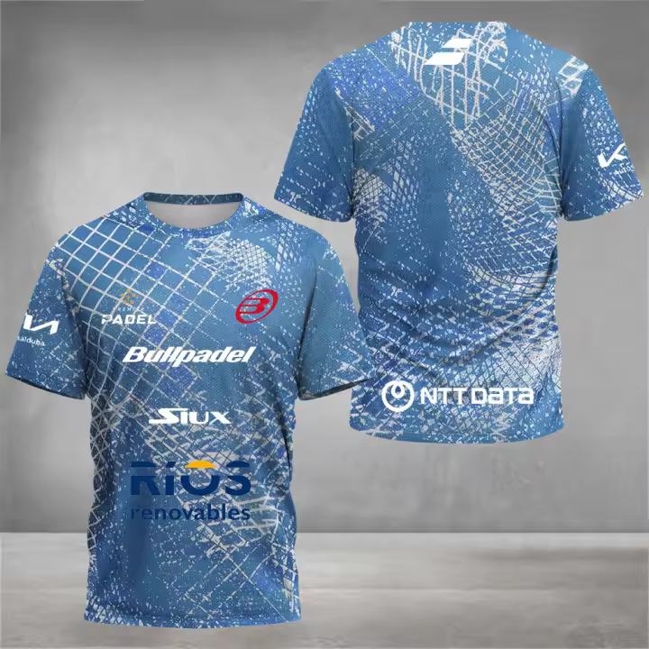 Camiseta De Tenis Para Hombres Transpirable Y Secado Rápido Manga Corta Estampado 3D O-Neck Top De Entrenamiento De Verano - 1