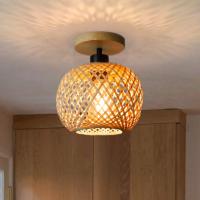 Lámpara De Techo Retro De Bambú Tejida E27 Para Sala De Estar Y Pasillos Luz Decorativa De Madera Natural Fuente De Alimentación AC 220V - details 0