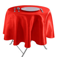 Mantel Redondo De Seda Para Bodas Y Fiestas En Color Sólido Cubierta De Mesa Para Cumpleaños Navidad Decoración De Hogar Y Banquete - details 5