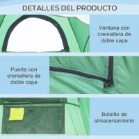 Outsunny Tienda de Ducha Portátil Tienda de Privacidad Emergente 122x122x213 cm UPF30+ Cambiador para Camping WC Inodoro Senderismo Verde - details 4