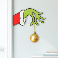 Nuevas Decoraciones De Navidad Etiqueta De Puerta De Madera Grinch Adorno Para Hogar Y Centros Comerciales Decoración Navideña - details 3