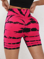Shorts De Yoga Para Mujer Sin Costuras Con Diseño Tie-Dye Levanta Caderas Y Aplanador De Abdomen Shorts Deportivos Para Gimnasia Y Ciclismo - details 0