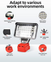 Luz De Trabajo LED Para Batería Milwaukee M18 18V Luz Amplia Con Dos Puertos USB Para Emergencias Y Almacenamiento De Baterías - details 10