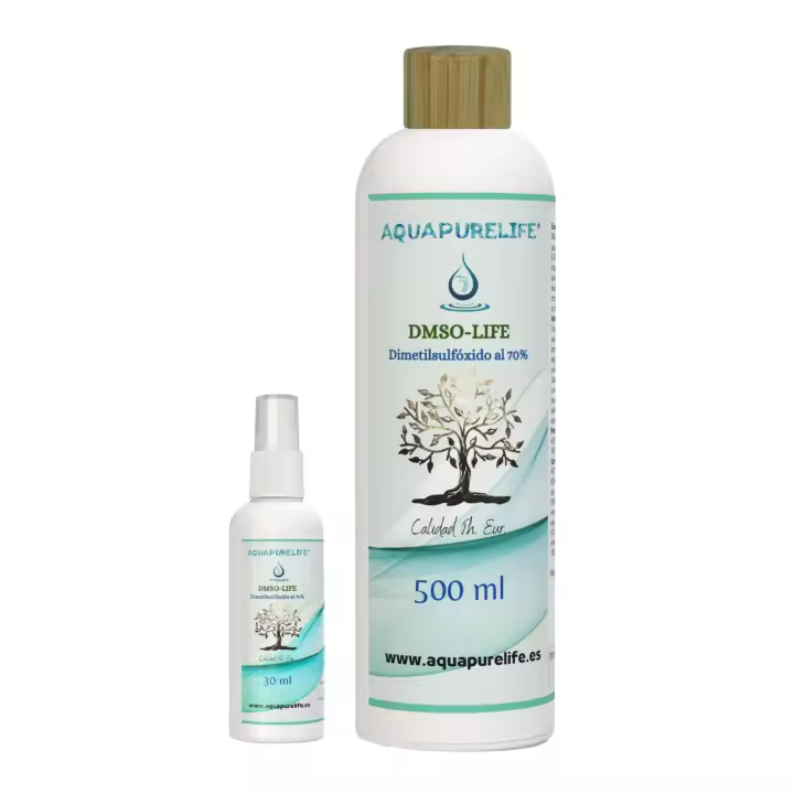 AQUAPURELIFE® DMSO al 70% - Botella plastico especial HDPE 500 mililitros - Dimetilsulfóxido Ph EUR - Incluye spray cristal 30ml - 100% natural - 1