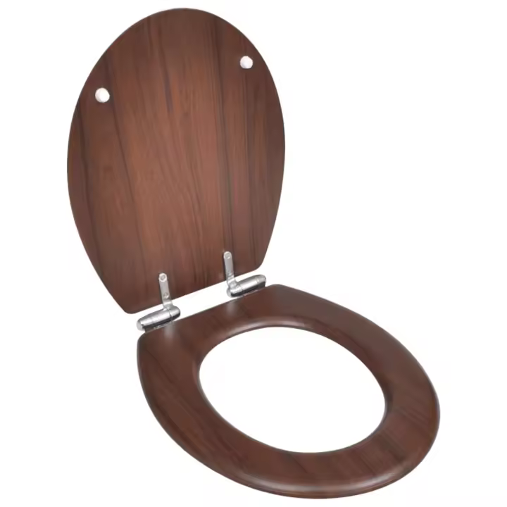 vidaXL Asiento inodoro WC tapa de cierre suave MDF marrón - 1