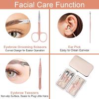 Set de manicura profesional, 7 cortaúñas portátiles y kit de cuidado de cejas, herramientas de acero inoxidable para el cuidado de las uñas con lujoso estuche de cuero. - details 3