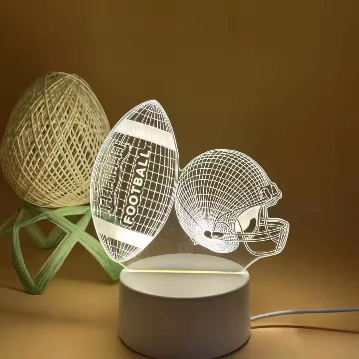 Lámpara De Noche 3D Ilusión Óptica De Fútbol 7 Colores Cambiantes Con Toque Para El Dormitorio Luz Ambiental LED Incluida - 1