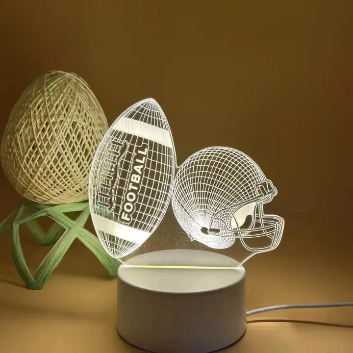 Lámpara De Noche 3D Ilusión Óptica De Fútbol 7 Colores Cambiantes Con Toque Para El Dormitorio Luz Ambiental LED Incluida - 1