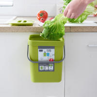 Cesta De Basura Ecológica De Plástico Verde Con Tapa Para Cocina Contenedor De Residuos Alimentos Pequeño Bins De Compostaje Montado En La Pared - details 4