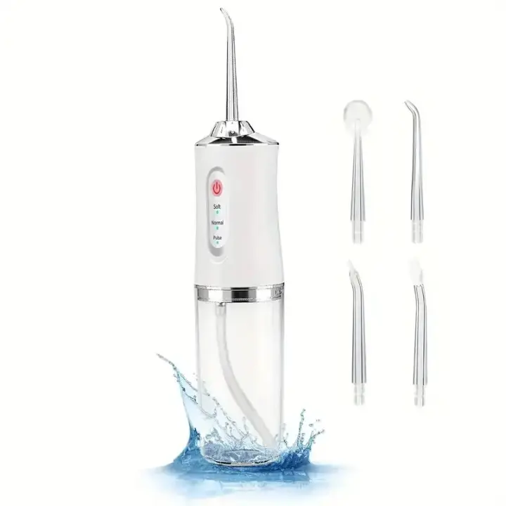 Irrigador Oral Eléctrico Portátil Limpiador Dental Con 4 Cabezales Y 3 Modos De Uso Recargable Fregador De Dientes Jet De Agua - 1