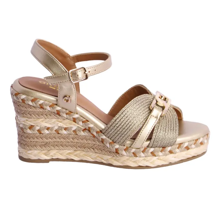 Sandalias de cuña para mujer Amichi Alisa de piel sintética y fibras naturales - 1