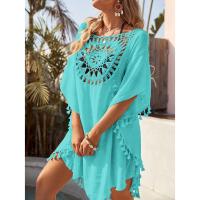 Vestido De Playa De Algodón Y Lino Sexy Y Suave Cubierta De Bikini En Color Sólido Estilo Casual Vacacional Con Espalda Descubierta - details 4