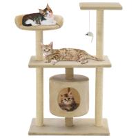 vidaXL Rascador para Gatos y Poste Rascador Sisal 95cm Huellas Mascotas Color Beige con huellasde patas,  Gris con huellas de patas,  Beige y mas - details 2