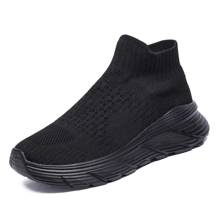 Zapatillas deCanvas Negras Para Hombre Y Mujer 2024 Comodidad Alta Durable Talla 35-46 Zapatillas Planas De Running Con Corte Medio - 1
