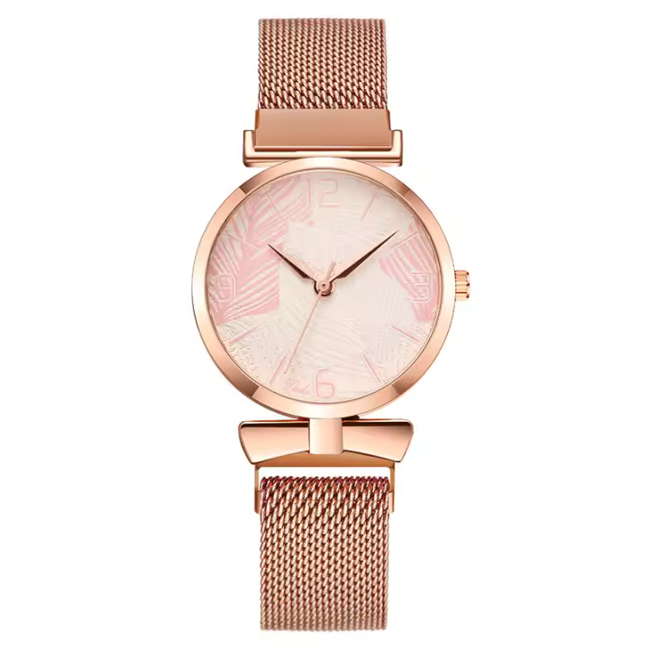 Fashion Art Leaf Flower Pattern Ladies Watch Reloj de mujer Reloj de cuarzo absorbente Lazy Reloj de pulsera de mujer - 1