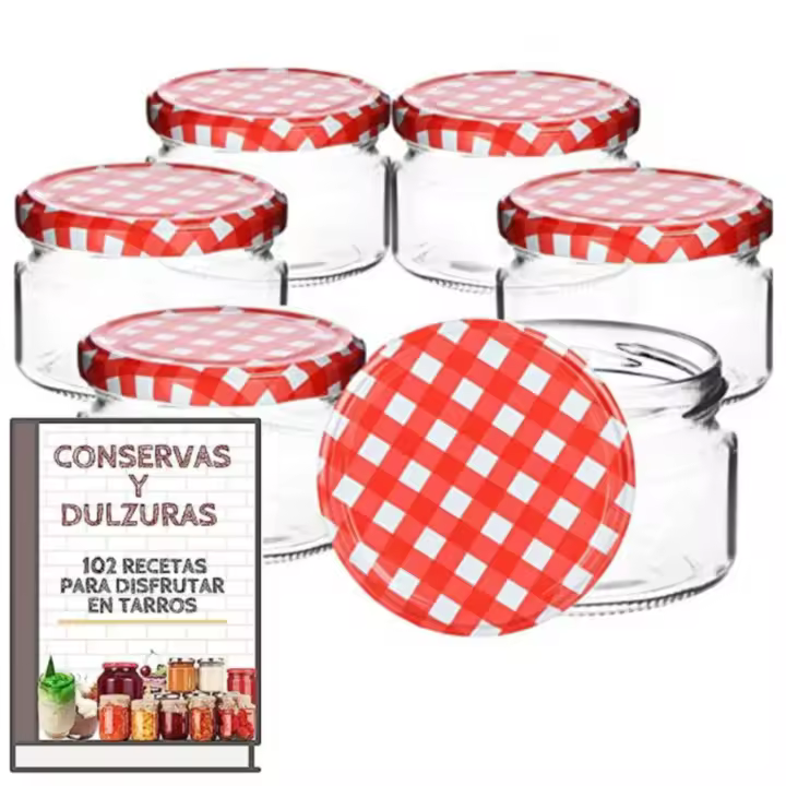 MundoTarros - Tarros de cristal con tapa de rosca de 140 ml + Ebook de 102 Recetas - Tarros para Postres, Yogur, Mermelada, o Cremas. Frascos de Vidrio Resistentes y Estancos - Incluye Etiquetas - 1