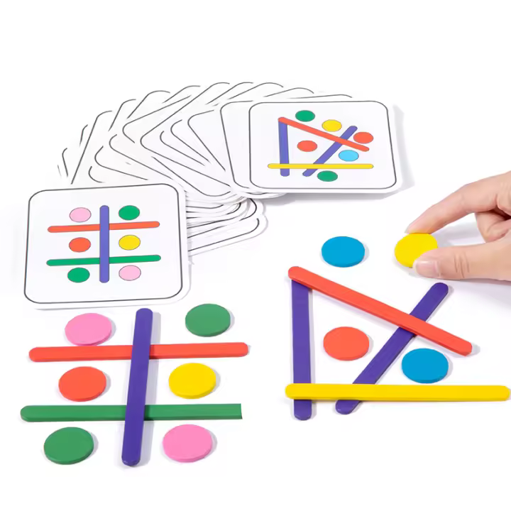 Juego Educativo Montessori De Madera Para Niños Creativo Con Palos Y Anillos Juego De Lógica Para Desarrollo Infantil - 1