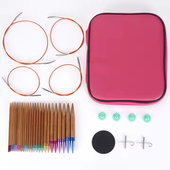 Juego De 13 Pares De Agujas De Tejer En Bambú Círculas QJH (2.75mm-10mm) Un Gran Regalo Para Los Enthusiasts Del Tejer - 1
